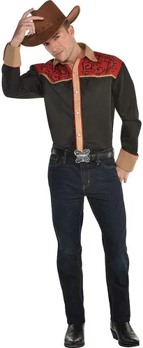 Vista 2 de amscan Camisa vaquera occidental para adultos, talla única