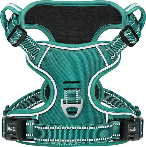 Vista 24 de HEELE Arnés para perro pequeño sin tirones con mango suave, arnés reflectante ajustable, color negro, XS Reflective Front Clip Vest with Control