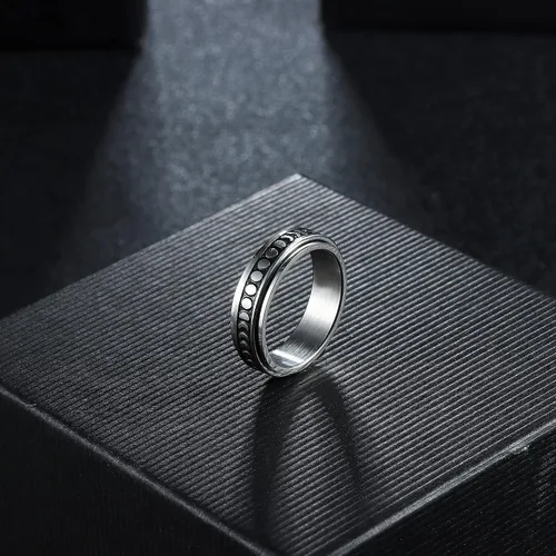 Vista 3 de Magitaco Anillos giratorios de acero inoxidable, anillos de banda para la ansiedad, anillos de luna y estrella, flores y mariposas para mujeres