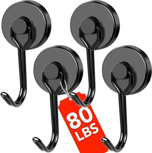 Vista 11 de DIYMAG - Ganchos magnéticos negros, imanes de 18 kg de alta resistencia, 2026, esenciales para cruceros, cabinas, con gancho de metal para colgar