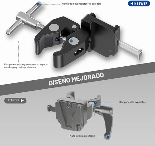 Vista 4 de NEEWER Abrazadera de batería V-Lock con abrazadera de trípode, soporte de cardán y varilla de 0.591 in, compatible con baterías FXLION Sony, Neewer