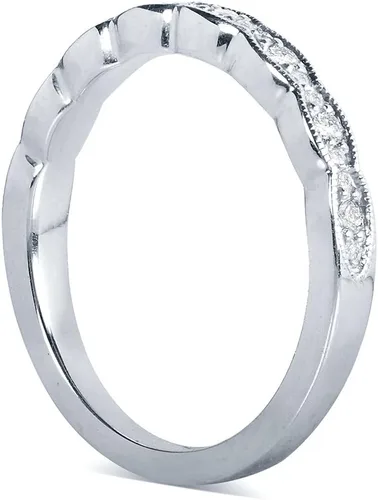 Vista 2 de Alianza de boda Kobelli de diamante de talla redonda de 16 quilates (ctw) en oro blanco de 14 k