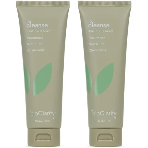 Vista 7 de BioClarity Limpiador facial 100% vegano, lavado suave con pepino, té verde y manzanilla, para pieles grasas sensibles. Ingredientes naturales