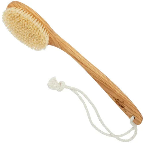 Vista 11 de Kent FD3 Cepillo exfoliante corporal de madera de haya de lujo con cerdas blancas 100% puras. Mango largo con cabeza desmontable, espalda