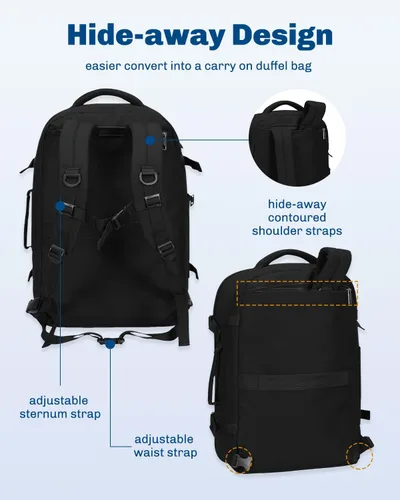 Vista 3 de Hynes Eagle Travel Backpack 40L Flight Approved Carry on Backpack Men Large Cabin Weekender Laptop Backpack Women 15.6 inches
