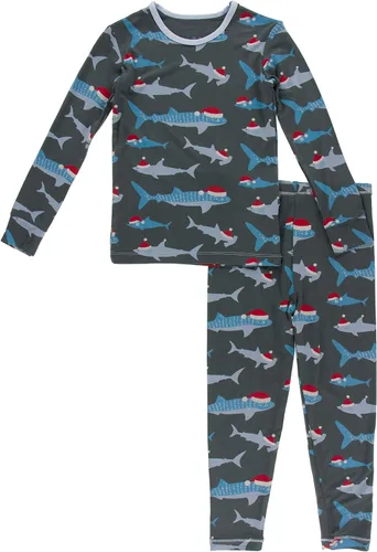 Vista 151 de KicKee Pants Conjunto de pijama de manga larga con estampado de piezas