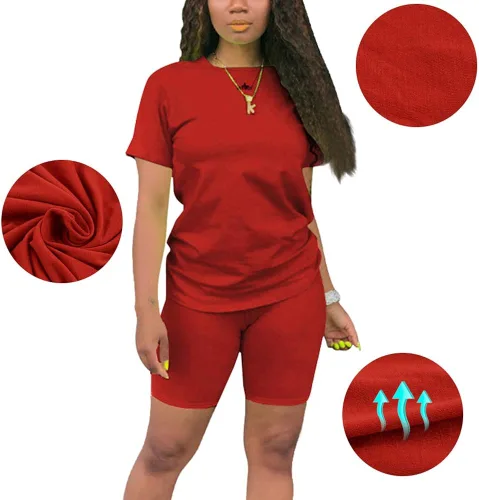Vista 2 de KINIKO Conjunto de sudadera de manga corta y pantalones de 2 piezas para mujer, estilo casual, a la moda