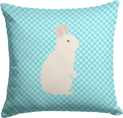 Vista 98 de Caroline's Treasures BB8163PW1414 Beltsville - Almohada decorativa de tela a cuadros pequeños, color blanco, pavo y gallina azul, lavable a máquina