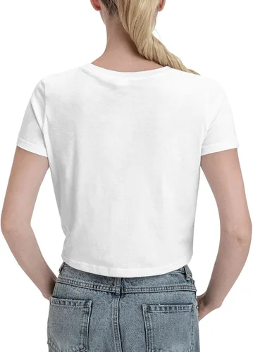 Vista 3 de Soda Stereo Logo Crop Top Femenino Casual Cuello Redondo Manga Corta Fugas Navel Camiseta