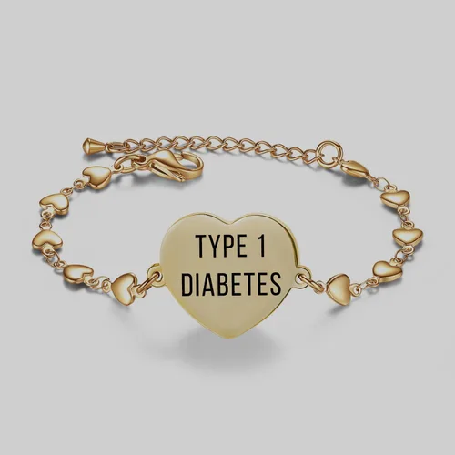 Vista 2 de Pulsera de alerta médica para mujer, ajustable, acero inoxidable, dije de corazón, joyería médica
