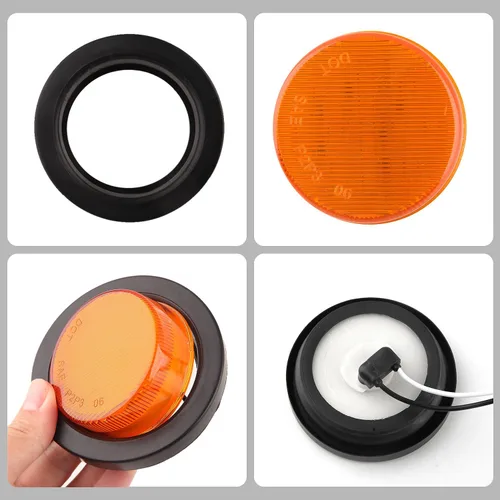 Vista 6 de Luces marcadoras LED redondas para remolque de 2.5 pulgadas, 8 ámbar + 8 rojas, luces marcadoras laterales de separación LED redondas de 2.5
