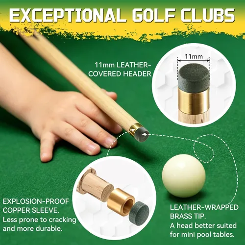 Vista 5 de Wooden Short Pool Cue Stick, Mini Pool Cue for Beginners