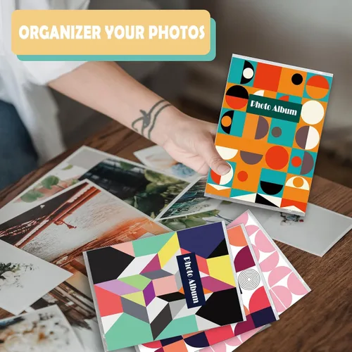 Vista 6 de Álbum de fotos pequeño de 4 x 6 para fotos, juego de 8, capacidad para 36 fotos cada uno, capacidad de 288, 4 patrones, fundas flexibles extraíbles