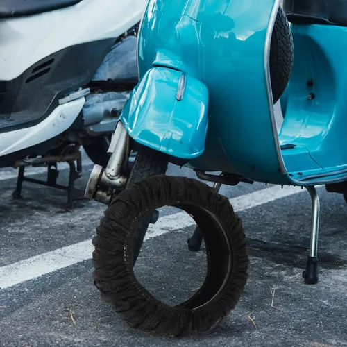 Vista 5 de Funda para neumáticos de silla de ruedas, funda de tela no tejida para neumáticos de bicicleta eléctrica, protección contra polvo, suciedad