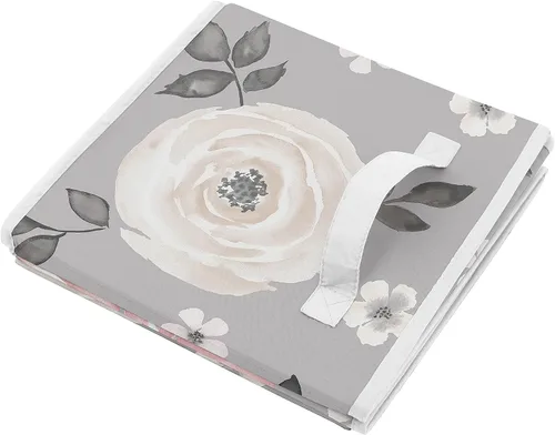 Vista 3 de Sweet Jojo Designs Cajas de almacenamiento plegables de tela con diseño floral de acuarela gris, cajas organizadoras de juguetes para niños y bebés