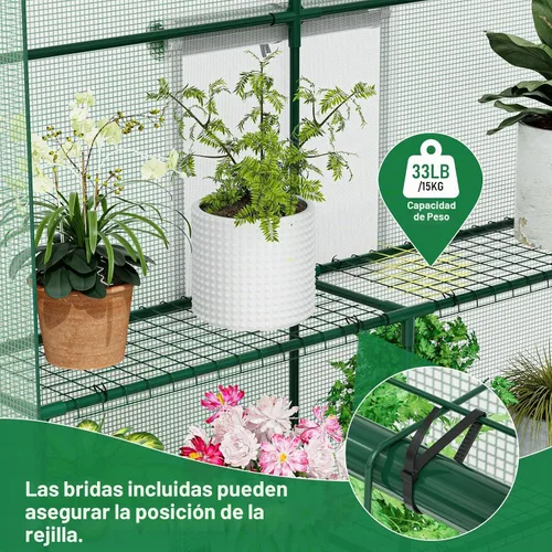 Vista 4 de Invernadero de 56 × 56 × 78 pulgadas para jardín al aire libre