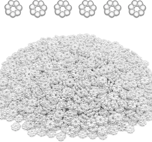 Vista 8 de 1200 cuentas septales en forma de flor, estilo tibetano, espaciadores CCB, cuentas espaciadoras de disco, cuentas sueltas para pulseras, collares
