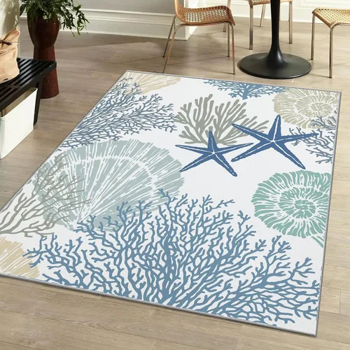 Vista 11 de Tritard Alfombra de área costera de 2 x 3 pulgadas - Pequeña alfombra plegable lavable a máquina, antideslizante, para entrada, alfombra de playa