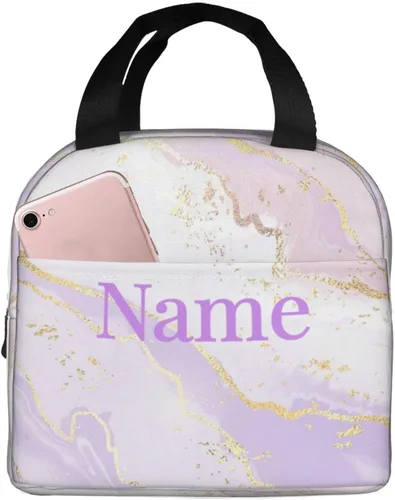 Vista 33 de Lonchera con diseño a cuadros azules aislada, bolsa térmica para almuerzo para adultos, niños, niñas, mujeres, oficina, trabajo, escuela, picnic