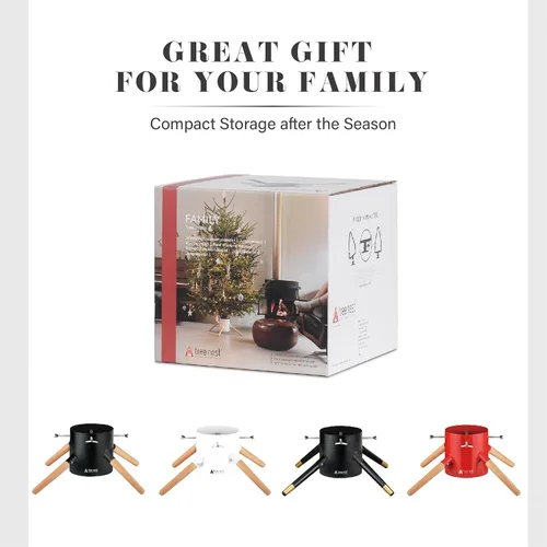 Vista 8 de Tree Nest Base de Soporte para Árbol de Navidad Xmas Soporte Moderno de Metal para Árbol Real de 10 pies Decoración de Árbol Xmas (Familia, Negro)