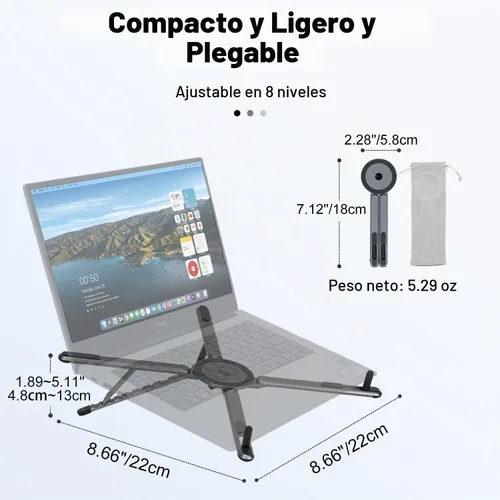 Vista 7 de koolehaoda - Soporte portátil para computadora portátil para escritorio y viajes, elevador plegable para computadora