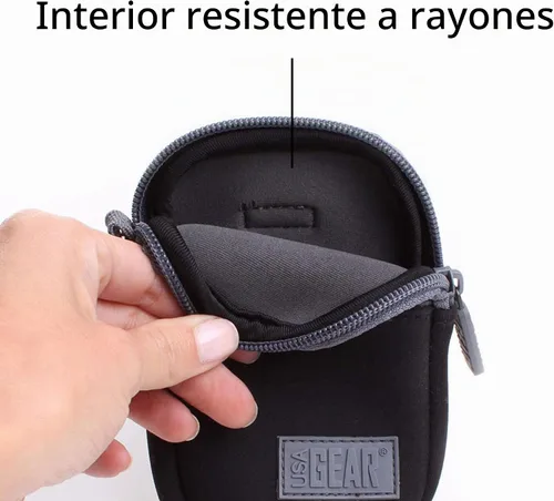 Vista 4 de USA Gear Funda pequeña para cámara digital con correa para la muñeca, presilla para cinturón - Funda pequeña y compacta para cámara compatible