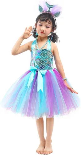 Vista 2 de Tutu Dreams Full Set Mermaid Dress for Girls Birthday Halloween Party Gifts Dress Up Clothes