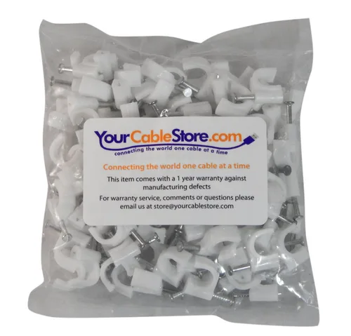 Vista 4 de Your Cable Store Paquete de 100 clips de cable RG6 / 0.315 in blanco