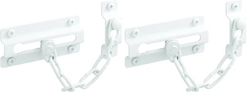 Vista 5 de Prime-Line U 9852 - Protector de puerta de cadena, acero estampado con cadena de acero, acabado pintado en blanco (paquete individual)
