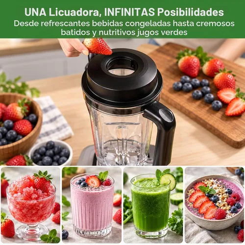 Vista 6 de Kitchen in the box Licuadora de 68 onzas – Batidoras de cocina de 1500 W, gran capacidad, licuadora profesional para hacer bebidas congeladas Negro