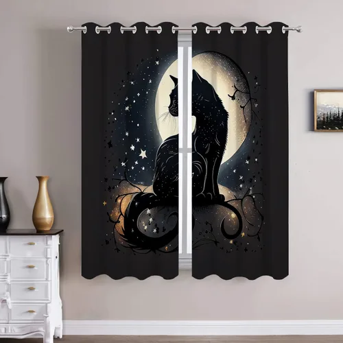 Vista 70 de Batmerry American Flag Ink Dot Blackout Tier Curtains, Red Blue White Stars Abstract Thermal Insulated Half Curtain Rod Pocket Small Valance for