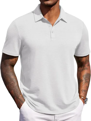 Vista 15 de COOFANDY Camisas polo de manga corta para hombre, estilo casual, de verano, cuello clásico, para golf