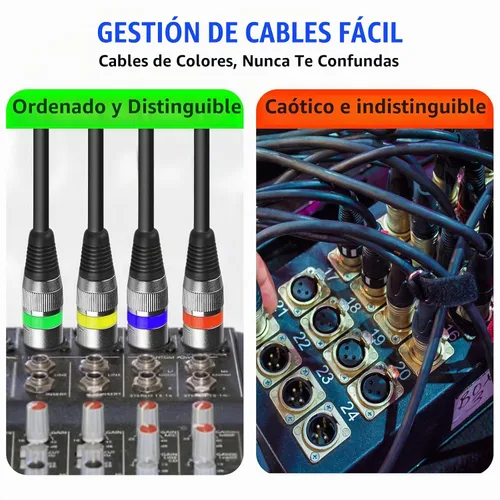 Vista 5 de MAD OWL Paquete de 4 cables DMX – 3.9 ft y 3 pies XLR macho a hembra, luz de etapa corta y larga conexión de señal DMX