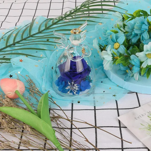 Vista 4 de Flores preservadas para entrega, regalos de cumpleaños para mujeres, mamá, abuela Christmas Rose Gifts for Women Mom Her,Glass Angel Figurines