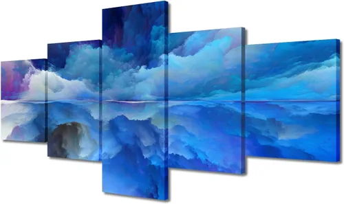 Vista 67 de Pintura en lienzo colorida para sala de estar, 5 paneles, impresiones abstractas sobre lienzo, arte de pared para sala de estar, dormitorio