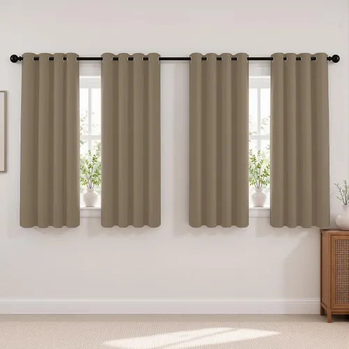 Vista 106 de Cortinas de oscurecimiento de habitación de 45 pulgadas de largo para dormitorio y sala de estar, cortinas térmicas aislantes con ojales