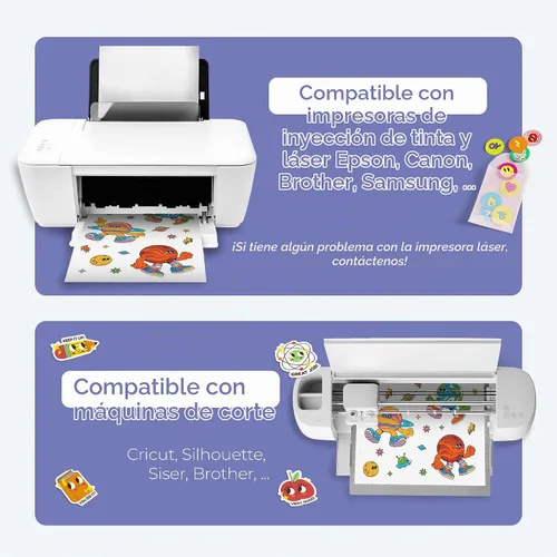 Vista 5 de Papel adhesivo imprimible semitransparente, impermeable, 62 hojas