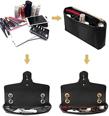 Vista 6 de Inserto de bolso pequeño para bolsa de hombro GG Marmont Matelasse paquete de 2 organizador de fieltro con cremallera compra 1 y obtén 1 bolsa