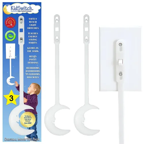 Vista 10 de Kidswitch Extensor de interruptor de luz para niños (paquete de 3, tema de dinosaurio) - Extensión de interruptor de palanca que brilla