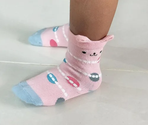 Vista 6 de RATIVE Non Skid Anti Slip Cotton Dress Crew Socks With Grips For Baby Infant Toddler Kids Girls