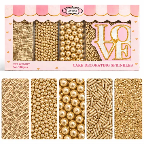 Vista 23 de Confect Chispas para pasteles y magdalenas – Paquete surtido de 5 Chispas de perlas de ensueño para baby shower – Cubierturas comestibles para Rosa