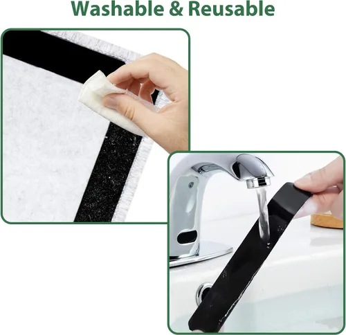Vista 5 de Rug Stopper, 16 Pcs Double Sided Non Slip Reusable Rug Tape, Washable for Hardwood, Tile, Carpets, Mats, Wall (Black)
