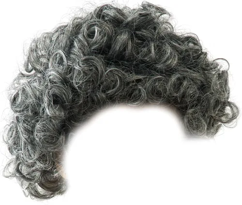 Vista 6 de Vibe - Conjunto de disfraz de peluca de anciana con collar de perlas, gafas, accesorios de cadena de vidrio, 5 piezas en total