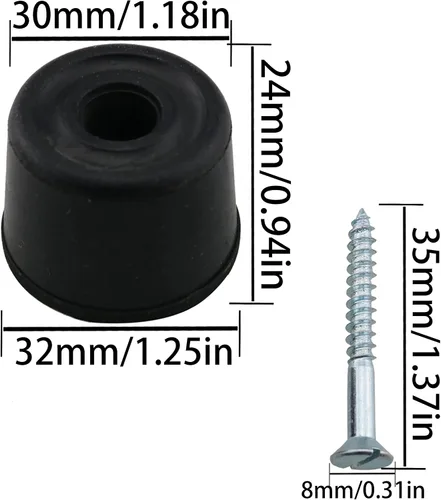 Vista 2 de Tope de puerta de goma negra para montaje en el suelo, protector de pared con tornillos para el hogar, oficina, escuela