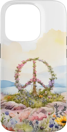 Vista 17 de Floral Peace Sign Watercolor Case for iPhone 17