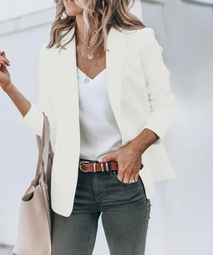 Vista 2 de Cicy Bell Blazers casuales femeninos con abertura frontal y manga larga chaquetas y blazers para trabajo de oficina