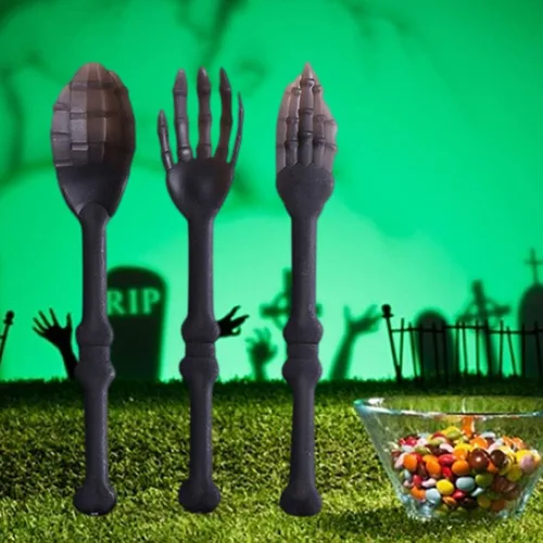 Vista 8 de NUOBESTY Juego de vajilla de Halloween, 3 piezas de calavera, tenedores, cucharas, cubiertos decorativos para fiesta, cocina, comedor, bar