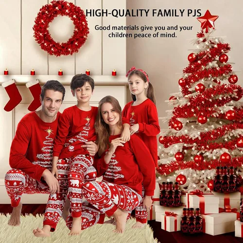 Vista 3 de Oriental eLife Pijamas de Navidad para la familia, conjuntos de pijamas familiares de Navidad a juego, ropa de dormir familiar de Navidad 2023