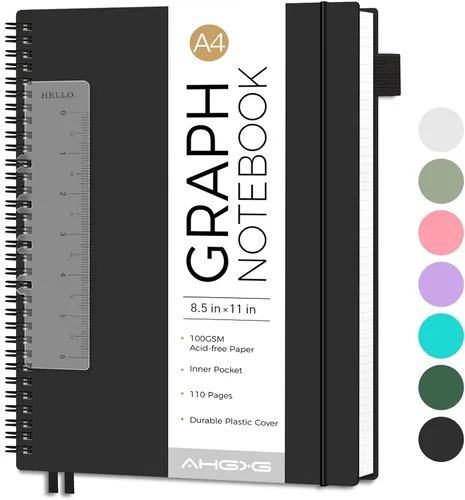 Vista 10 de AHGXG Diario de puntos, cuaderno en espiral de cuadrícula de puntos de 8.5 x 11 pulgadas, cuaderno de puntos grande A4, papel grueso de 3.53 oz/m²