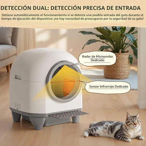 Vista 9 de GUNJI Caja de arena autolimpiante - 90L, control de aplicación, seguridad Gris